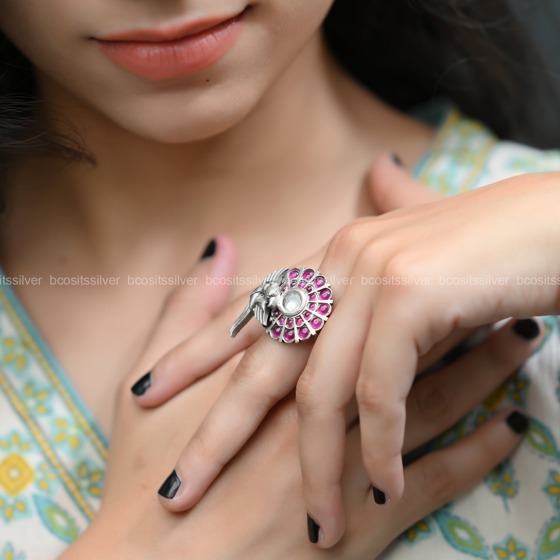 Oxidized Diwali Finger Ring - 1584