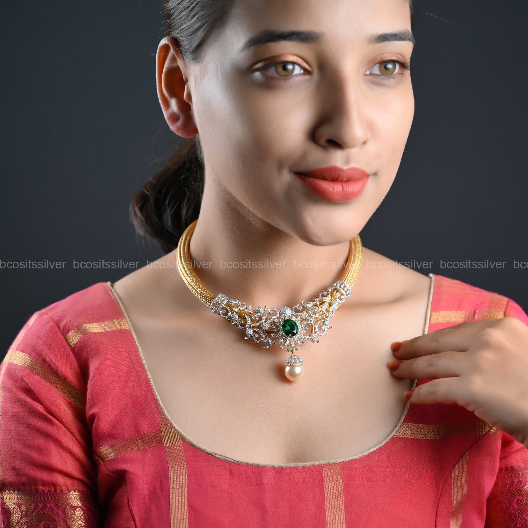 Theia Gold Plated Neckpiece - 1031- ( MADE TO ORDER )