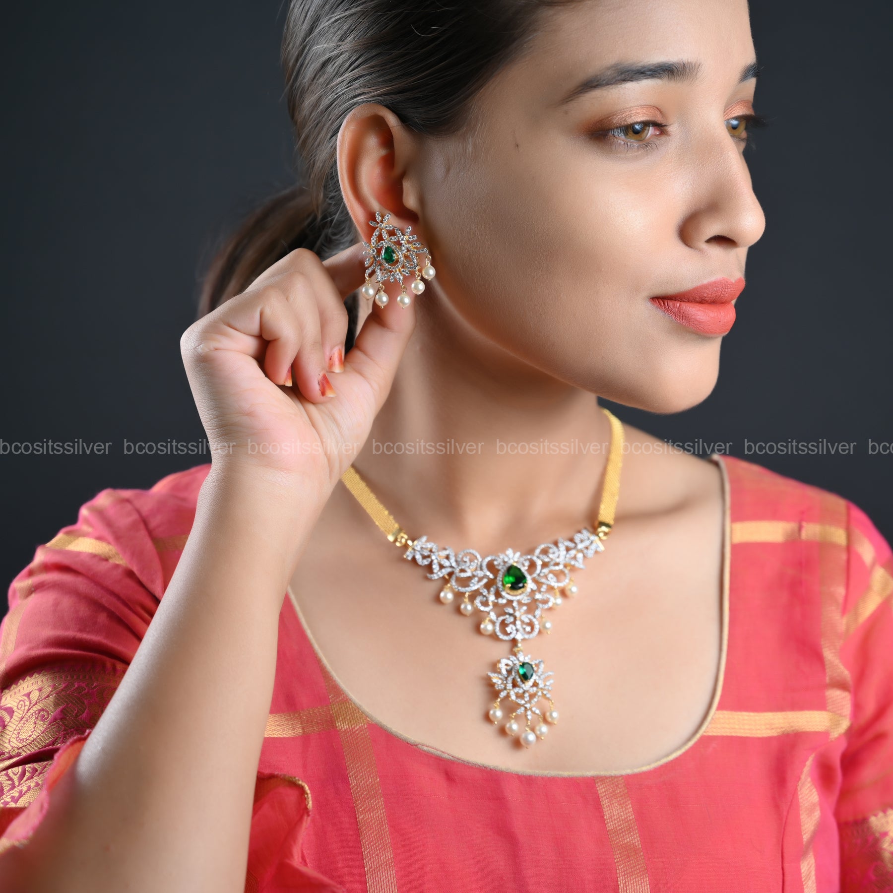 Theia Sankranti Neckpiece - 1036 -( MADE TO ORDER )