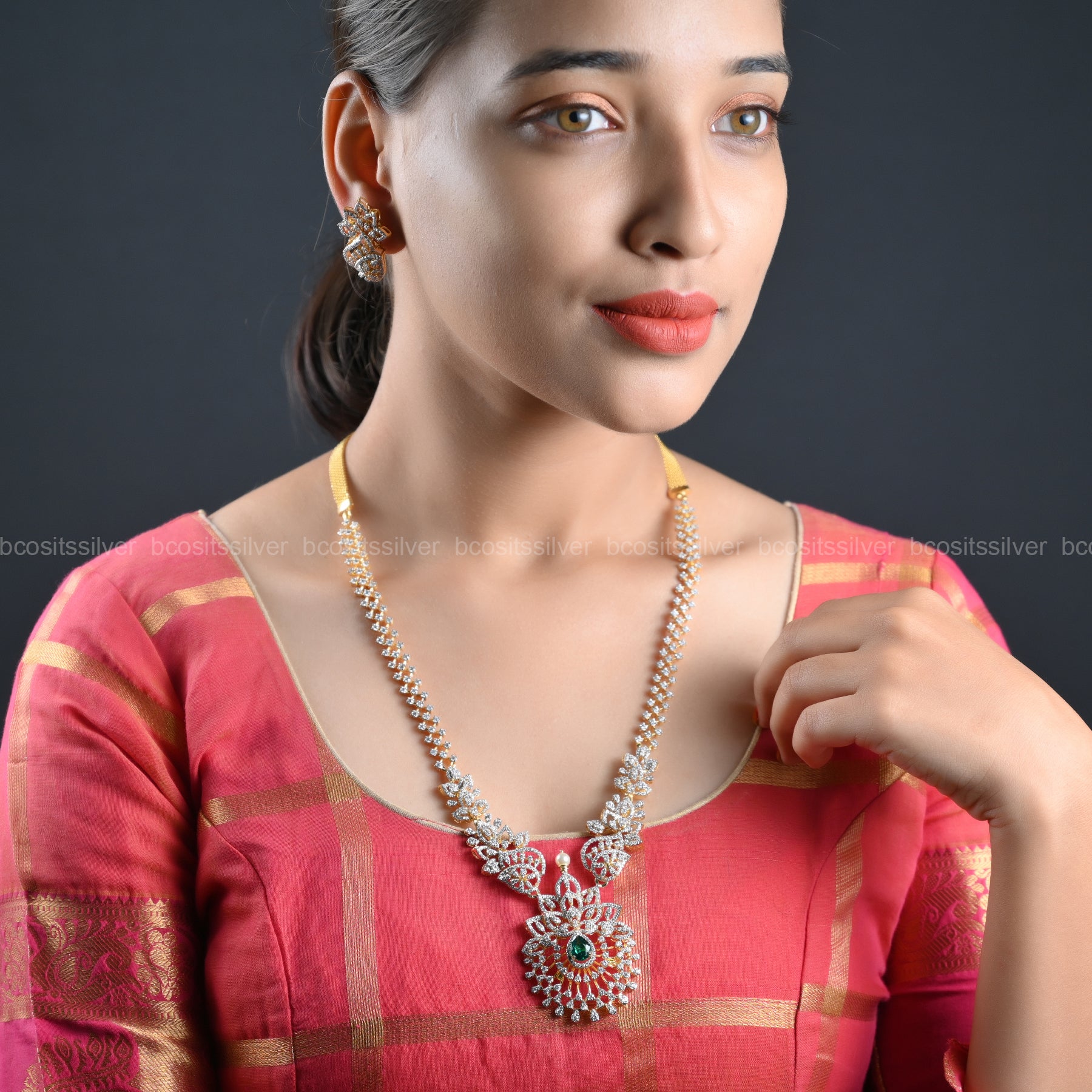Theia Diamond Look Sankranti Neckpiece - 1037 -( MADE TO ORDER )