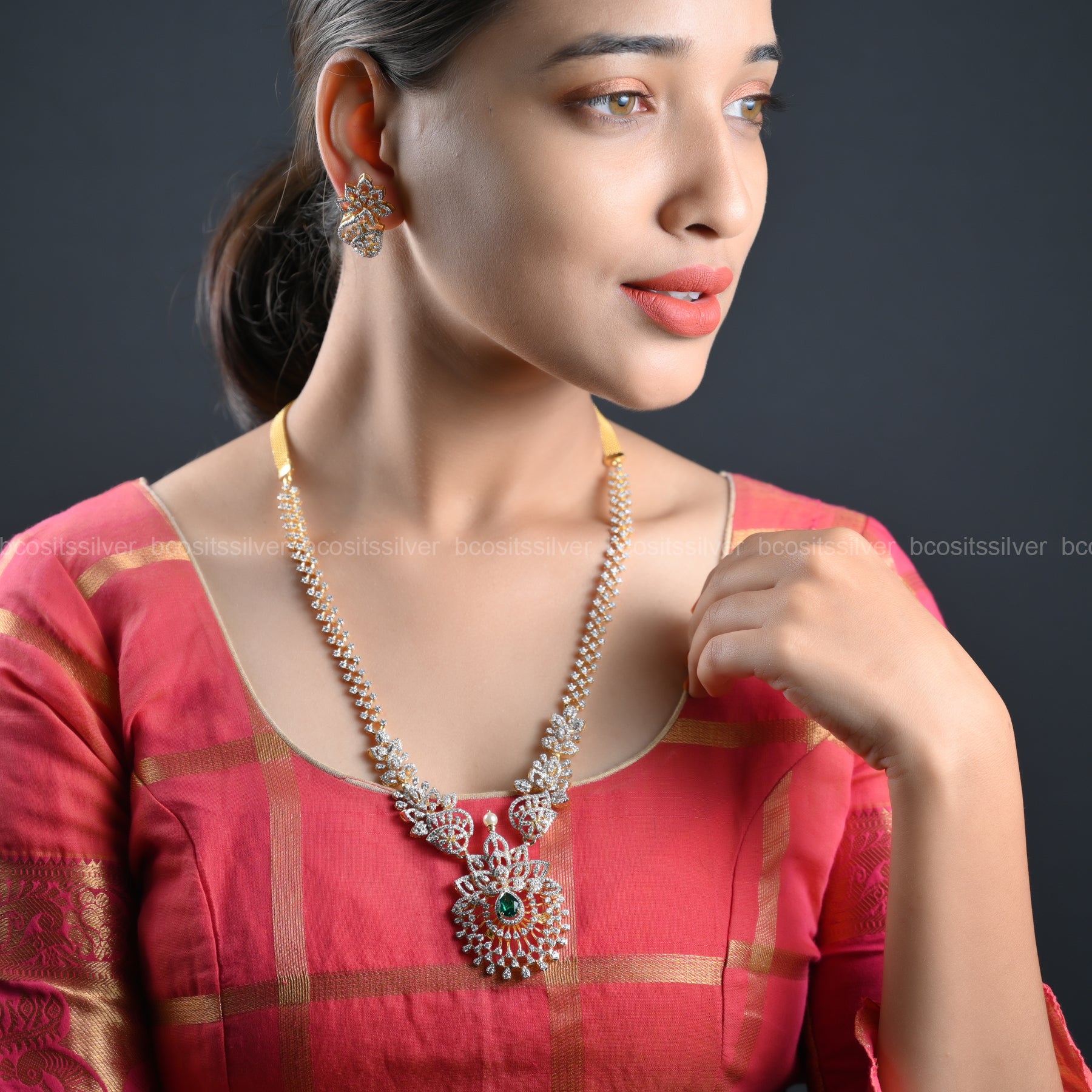 Theia Diamond Look Sankranti Neckpiece - 1037 -( MADE TO ORDER )