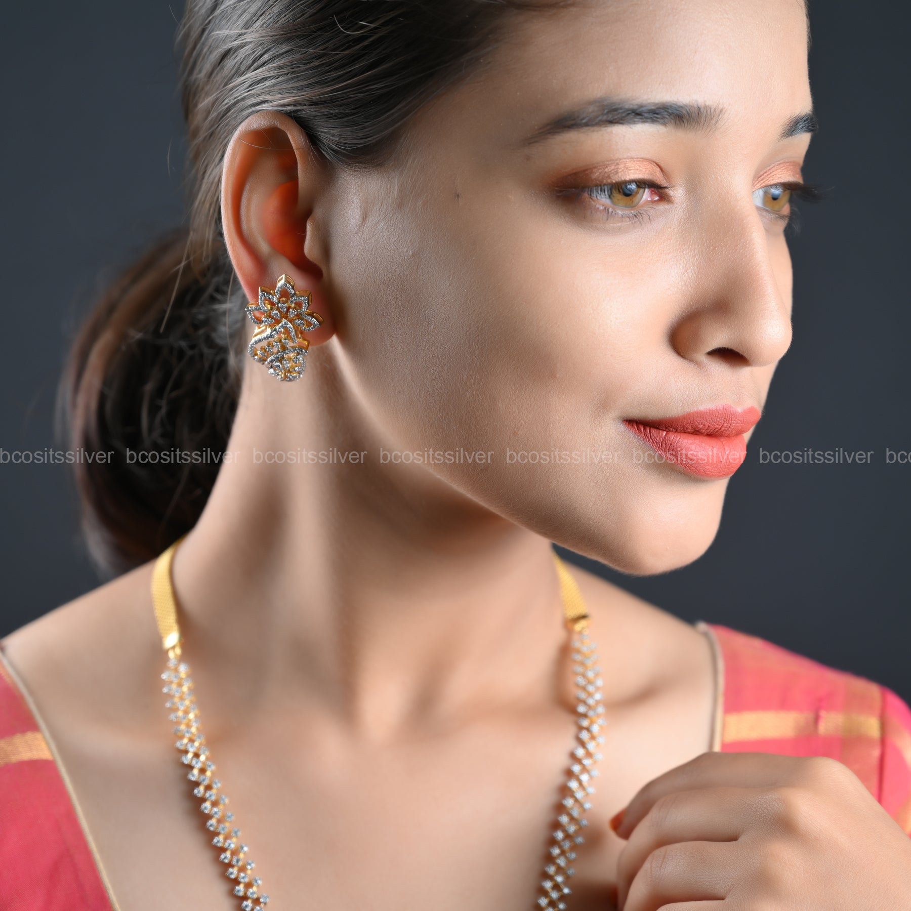 Theia Diamond Look Sankranti Neckpiece - 1037 -( MADE TO ORDER )