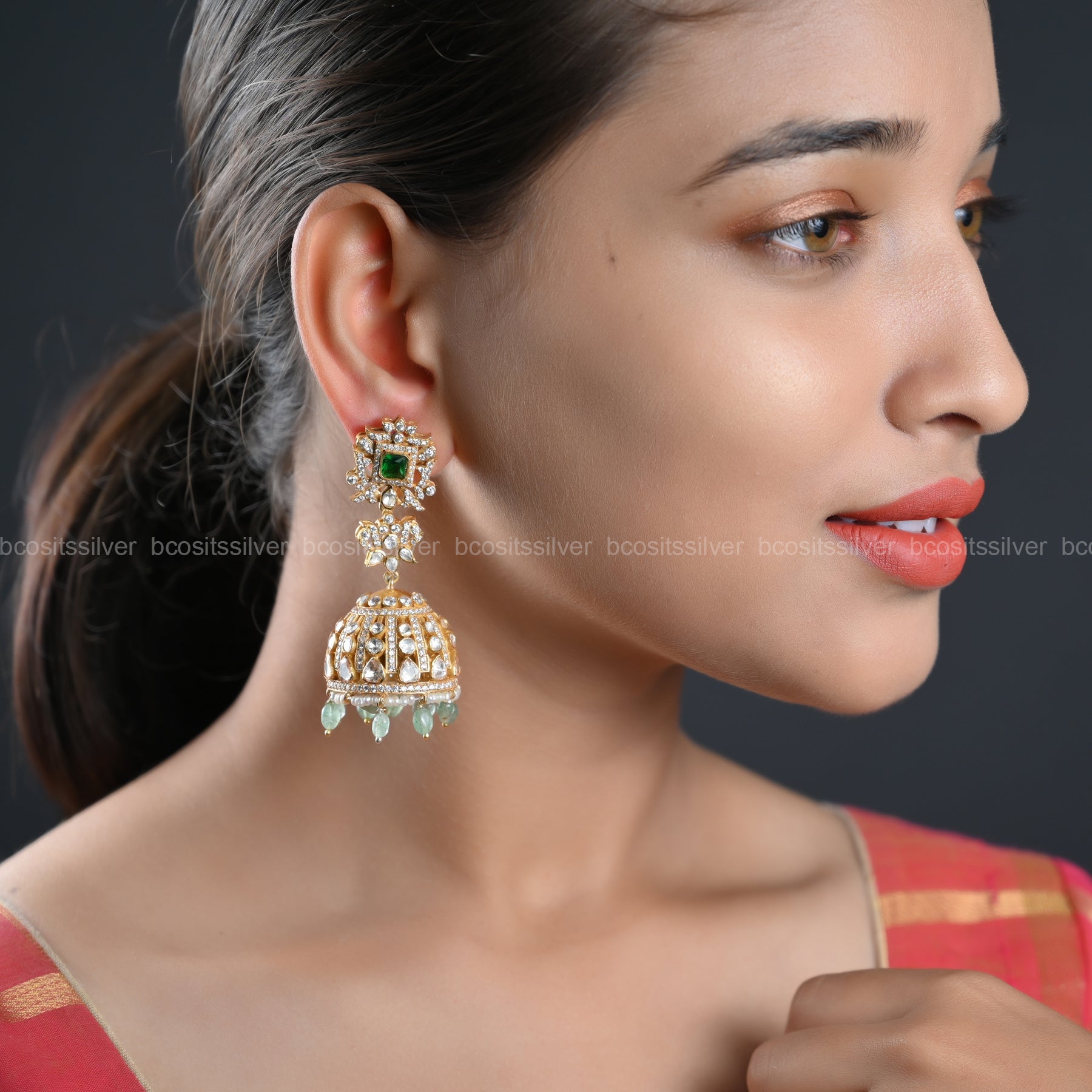 925 Silver Sankranti Jhumka - 1117