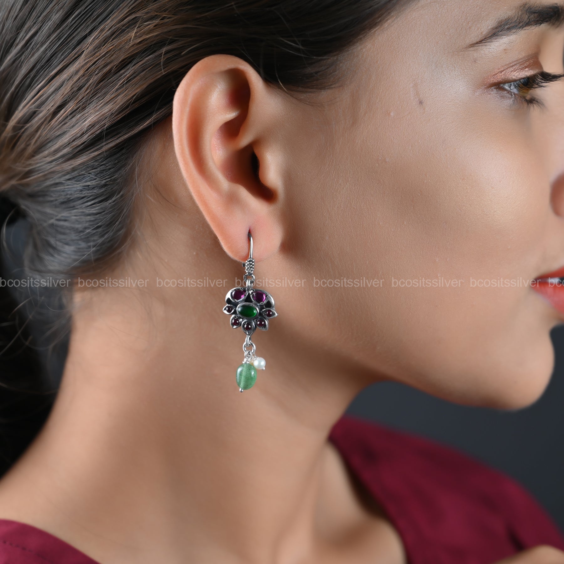 Pure 925 Silver Oxidized Earring - 1108