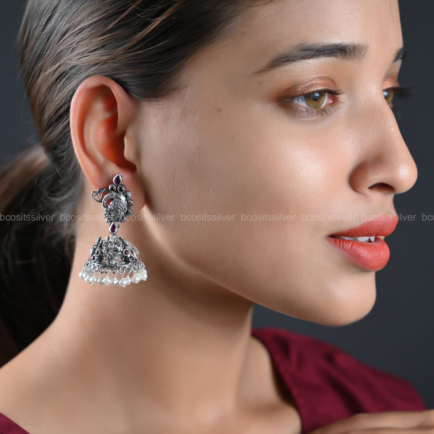 Pure 925 Silver Oxidized Jhumka - 1085