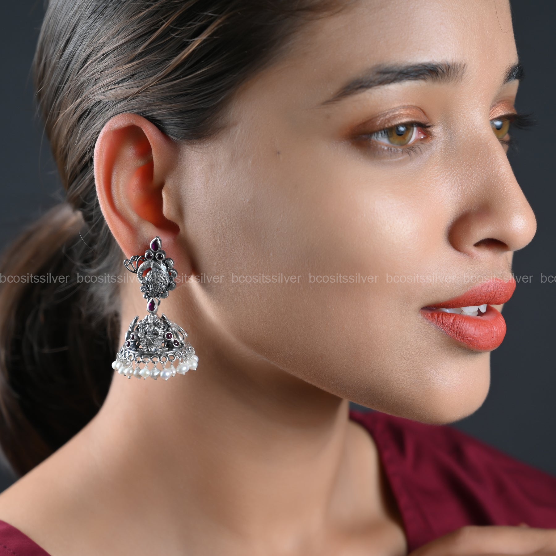 Pure 925 Silver Oxidized Jhumka - 1085
