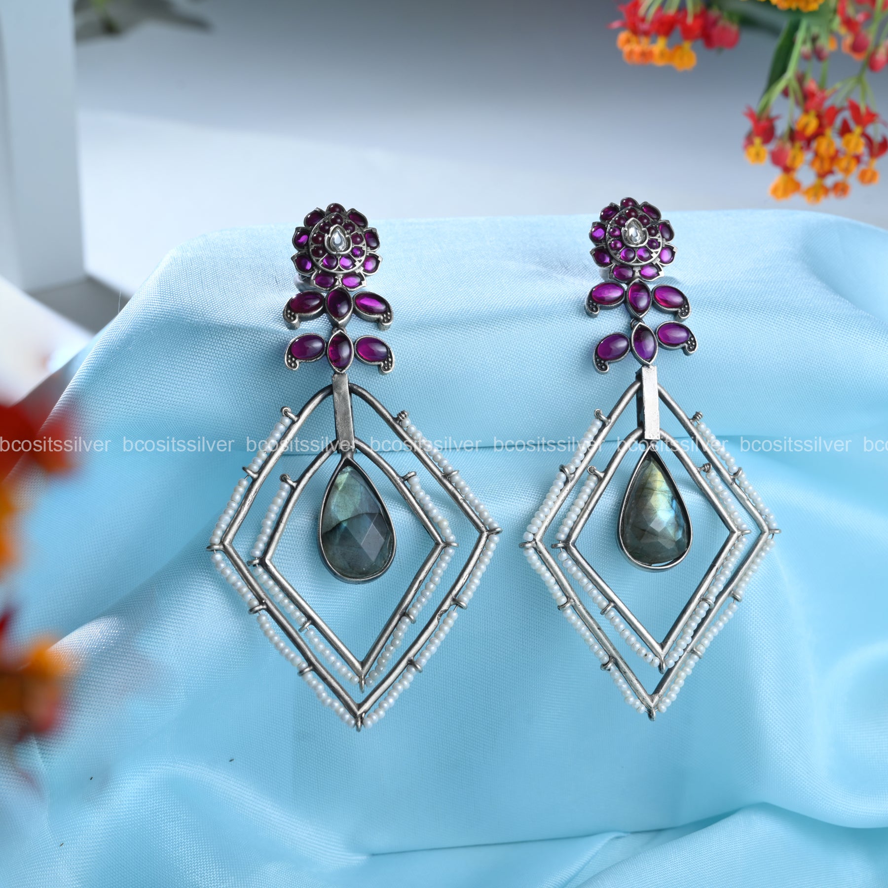 Pure 925 Silver Oxidized Earring - 145