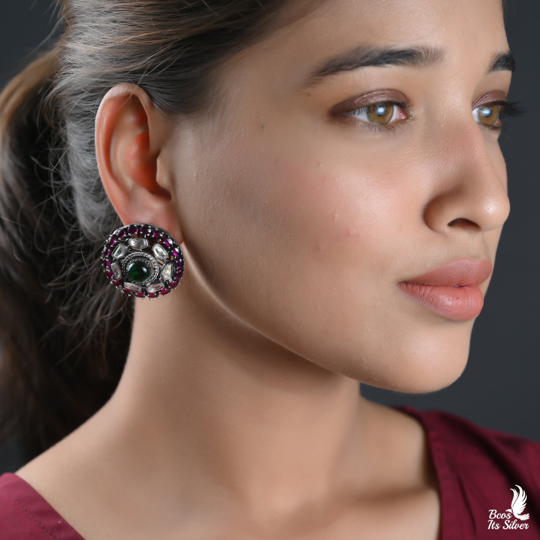 Pure 925 Silver Oxidized Earstud - 2723