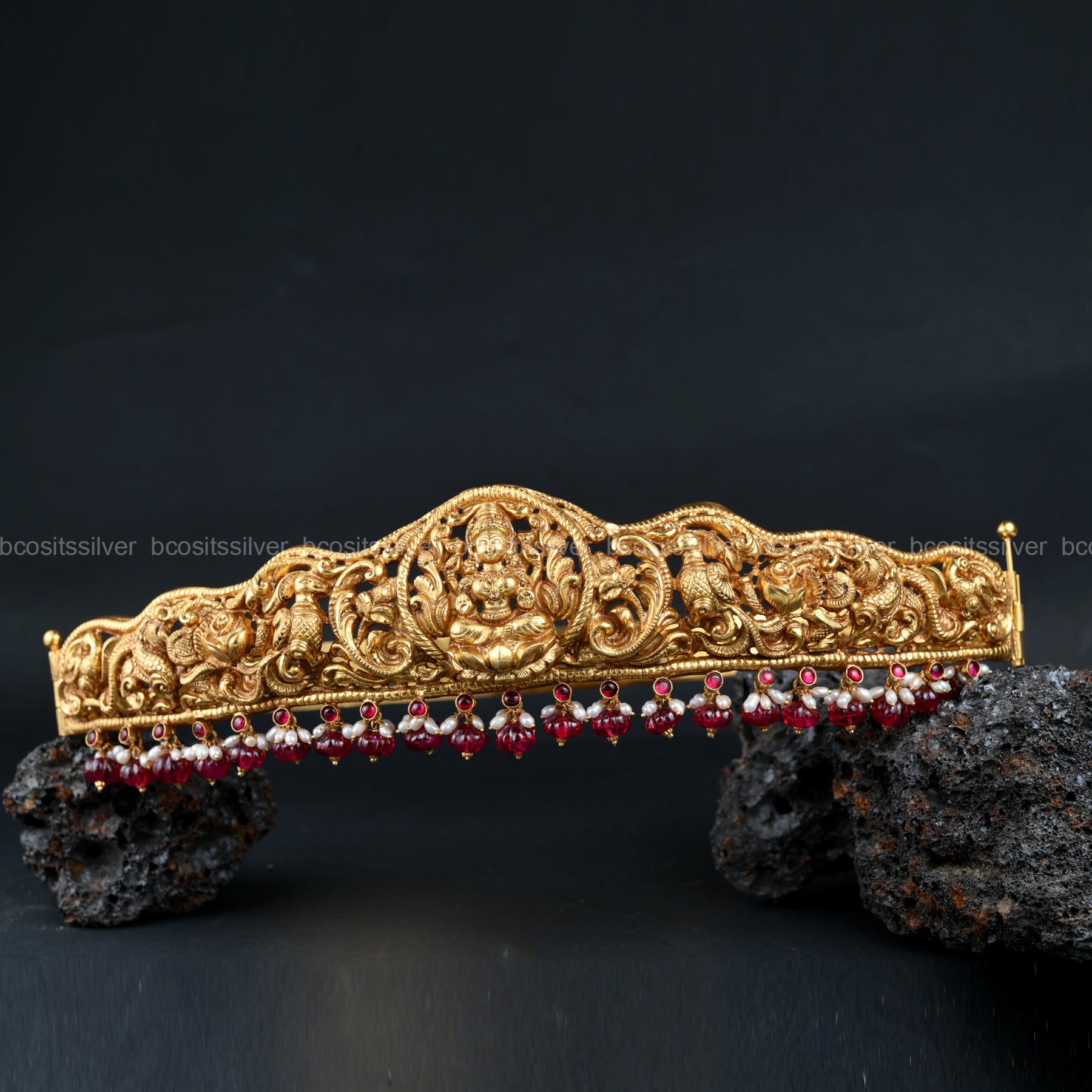 925 Silver Gold Plated Nakshi Waist Belt - 1378