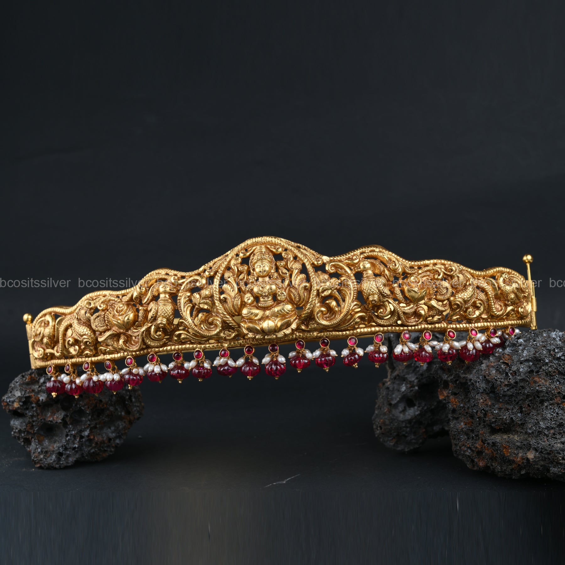 925 Silver Gold Plated Nakshi Waist Belt - 1378