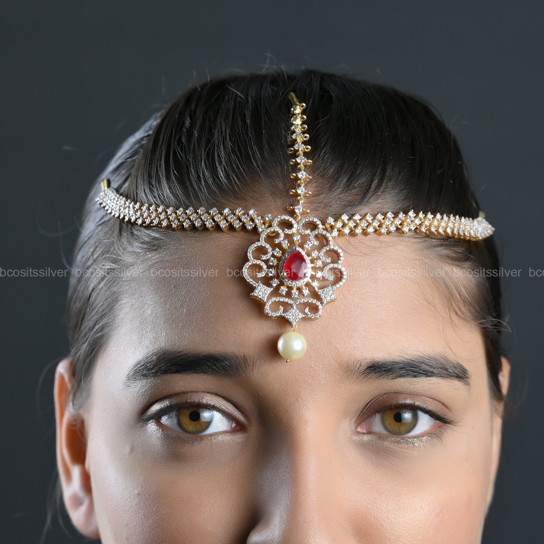 Theia GOLD PLATED VAJRA MAANG TIKKA - 425