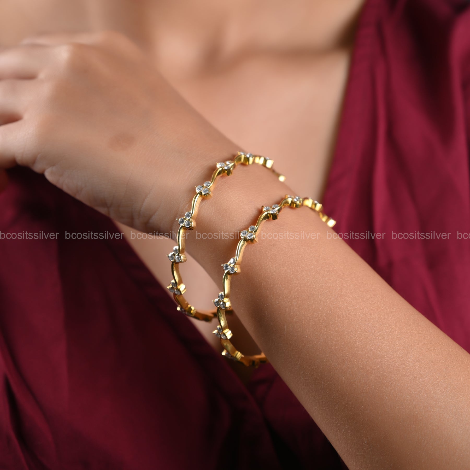 Gold Plated Close settings bangle- 1322 (MADE TO ORDER)