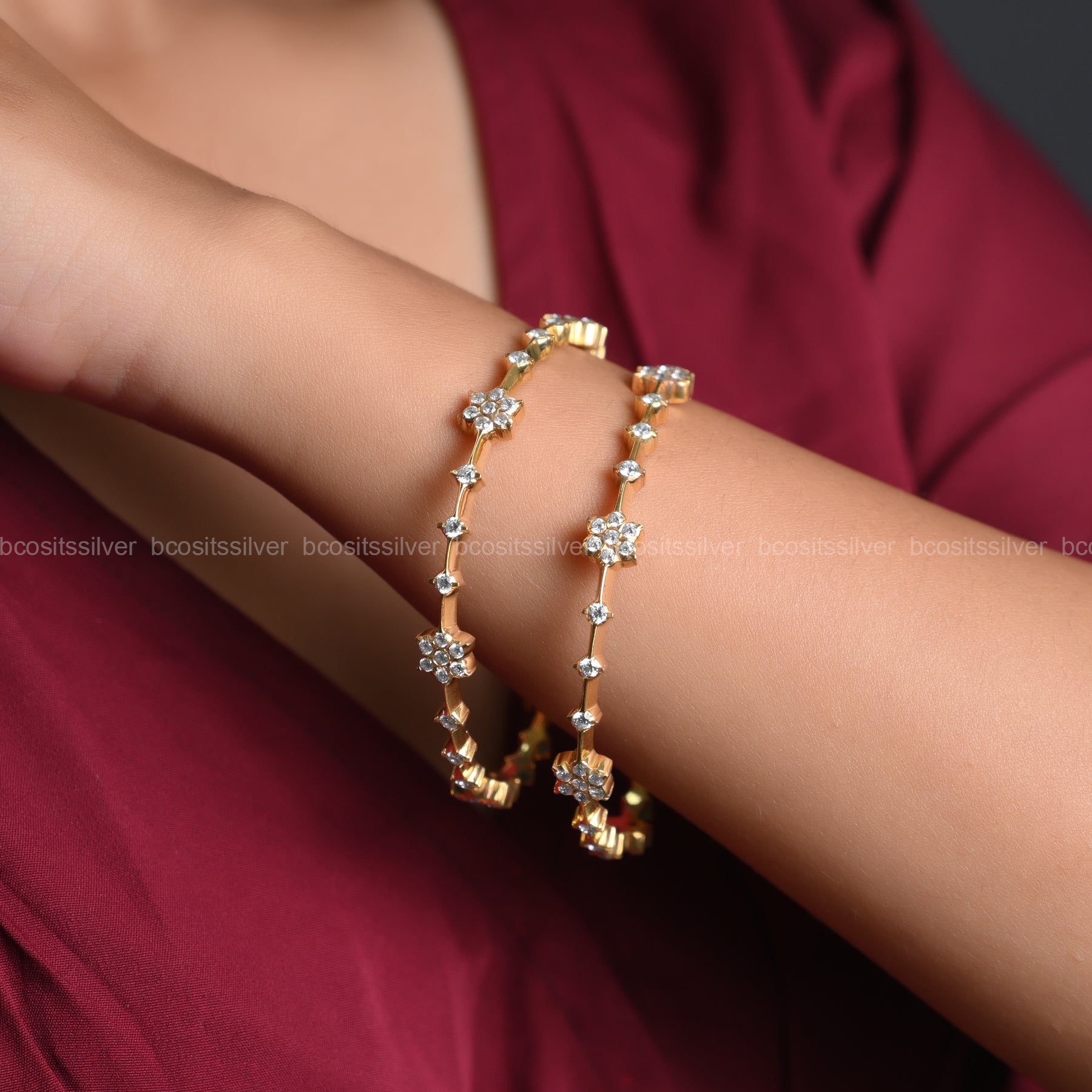 Gold Plated Close settings bangle- 1327