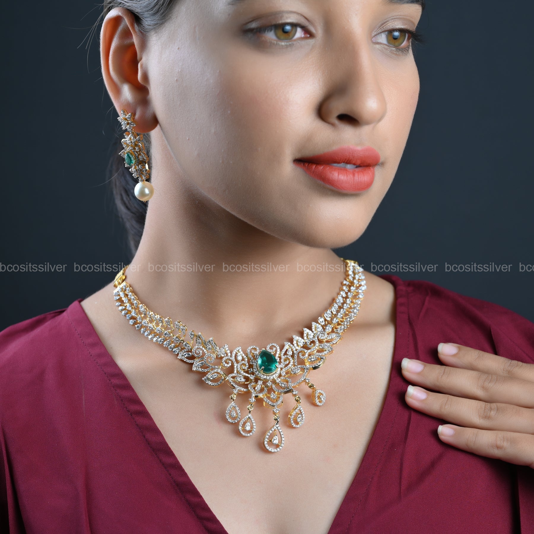 Theia Diamond Look Necklace - 441 -( Made To Order)