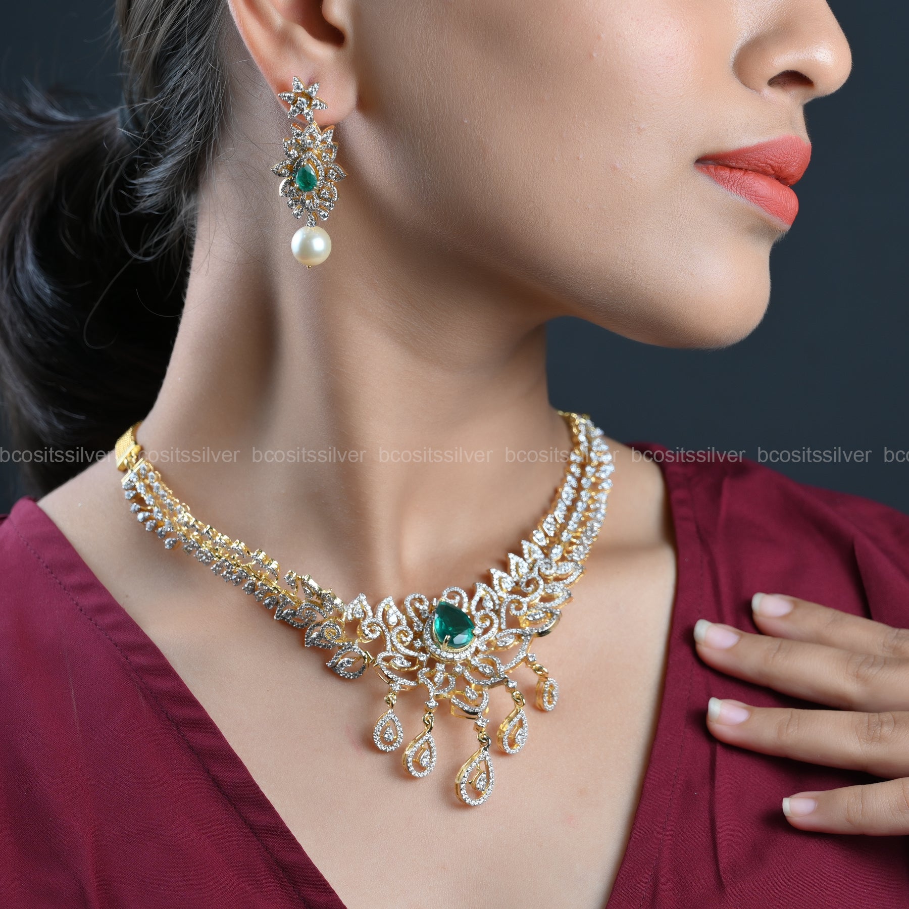 Theia Diamond Look Necklace - 441 -( Made To Order)