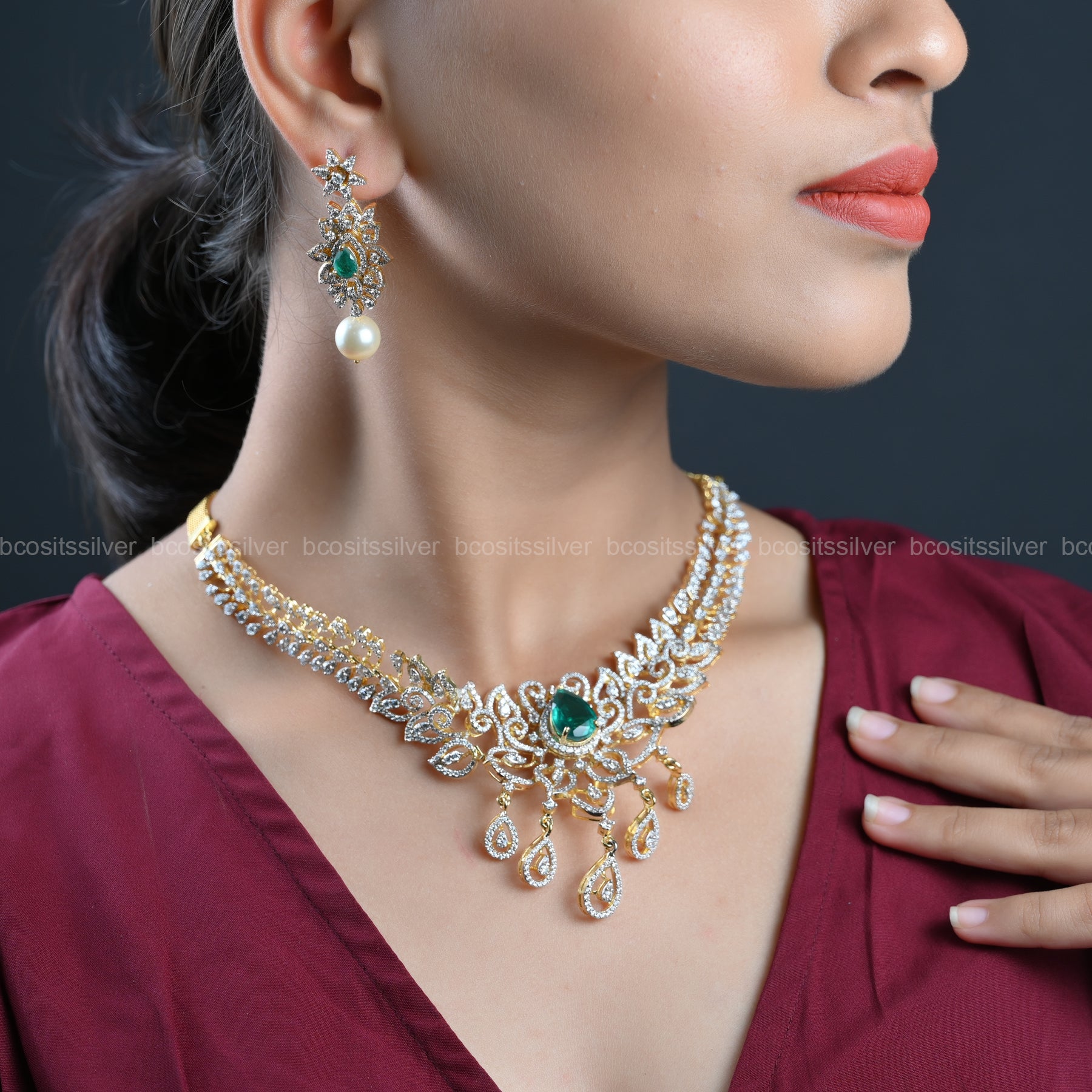 Theia Diamond Look Necklace - 441 -( Made To Order)