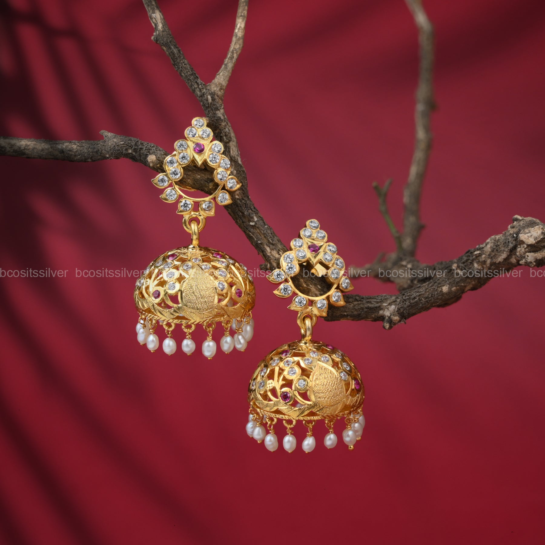 925 Silver Gold Plated Saaral - 6563