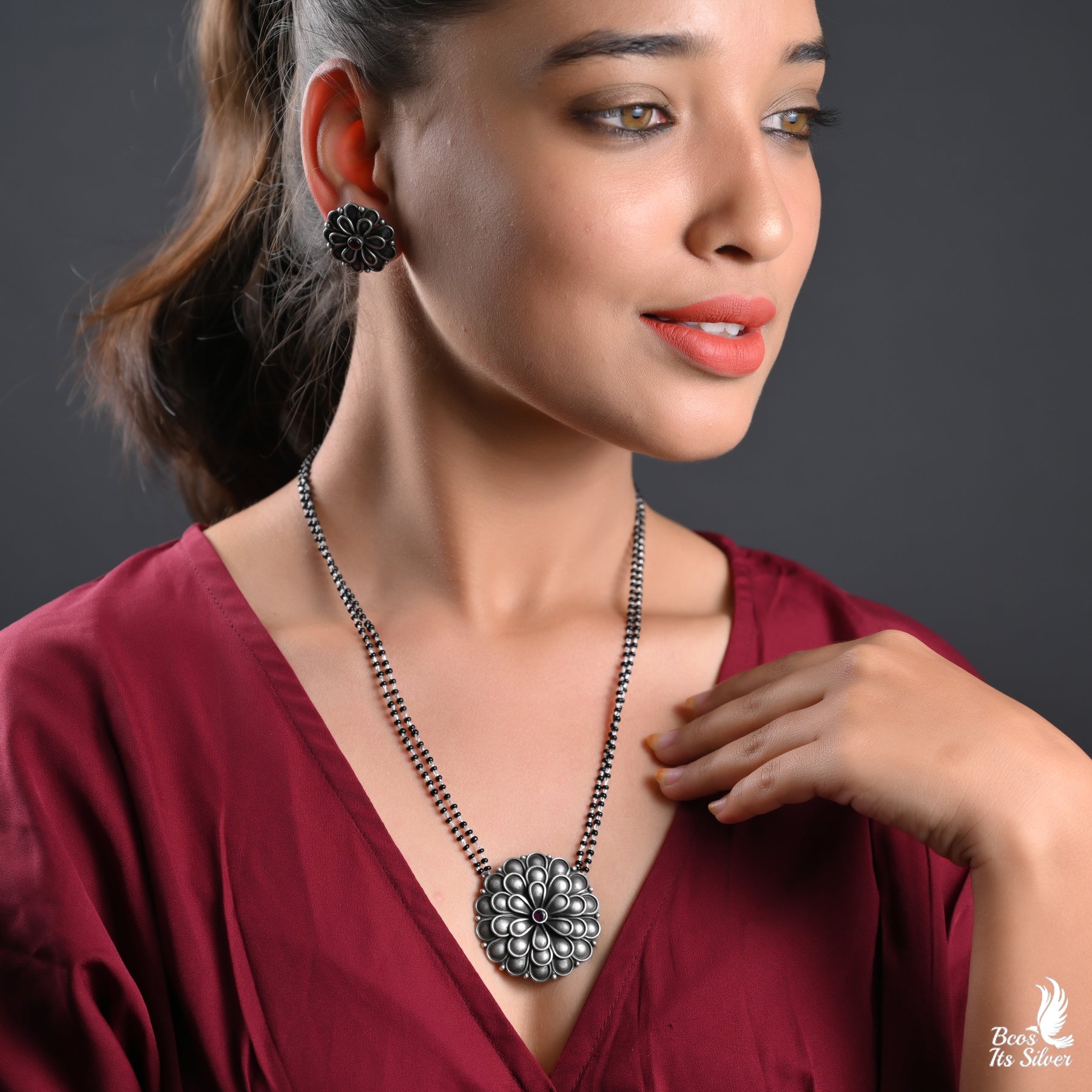 Oxidized Mangal Sutra Set- 2358