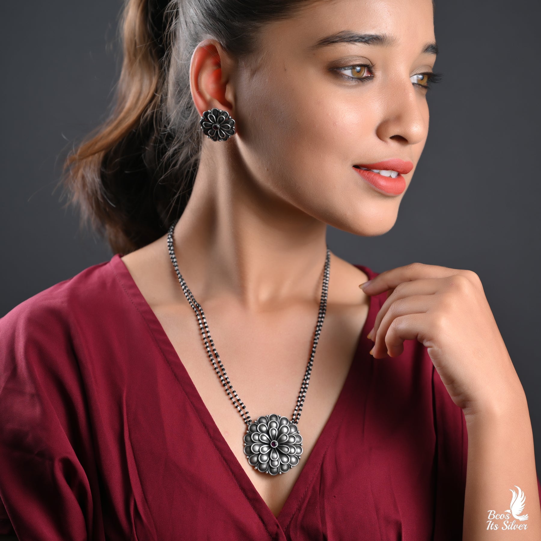 Oxidized Mangal Sutra Set- 2358