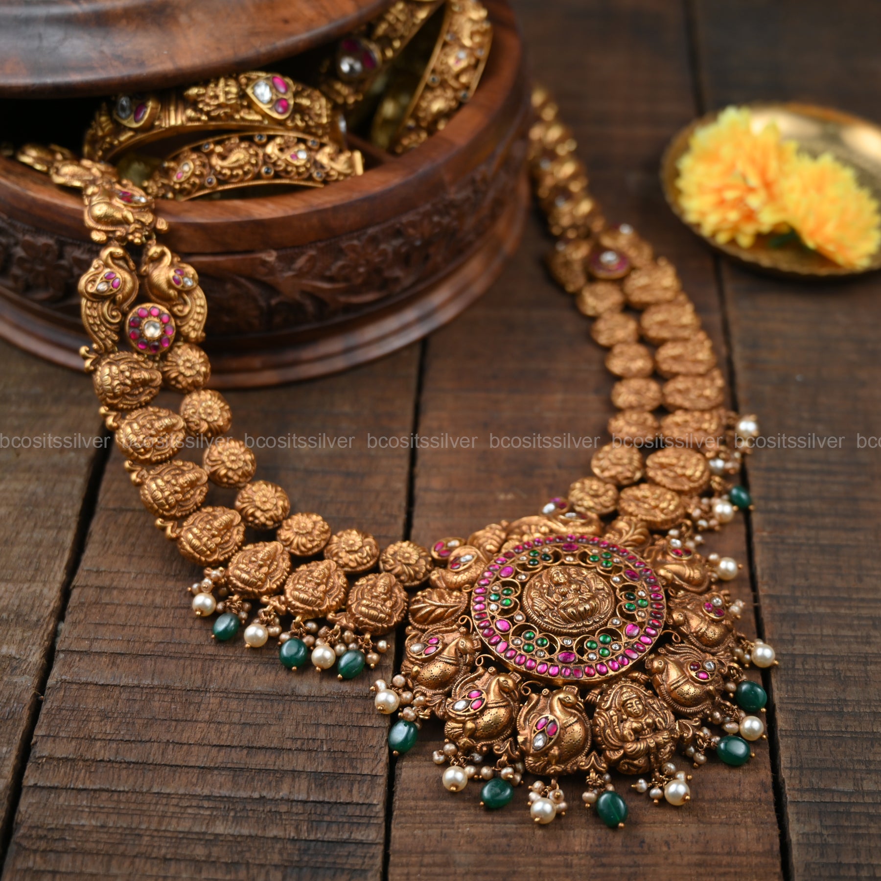 925 Silver Santripti- Sodasa Lakshmi Kundan Haram- 6555