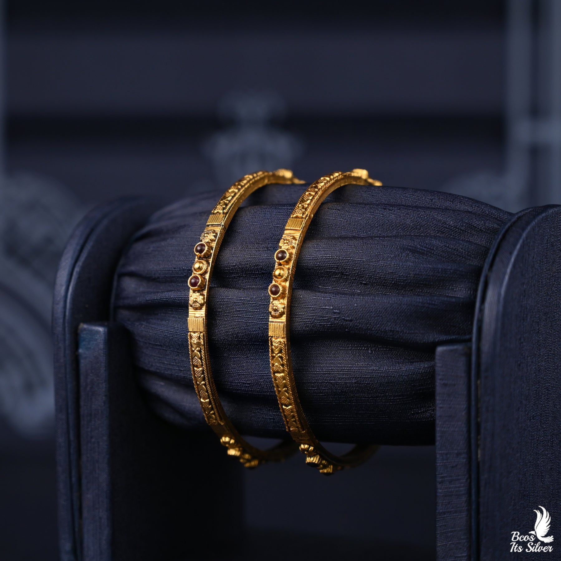 Pure 925 Silver Gold Plated Bangle - 2344