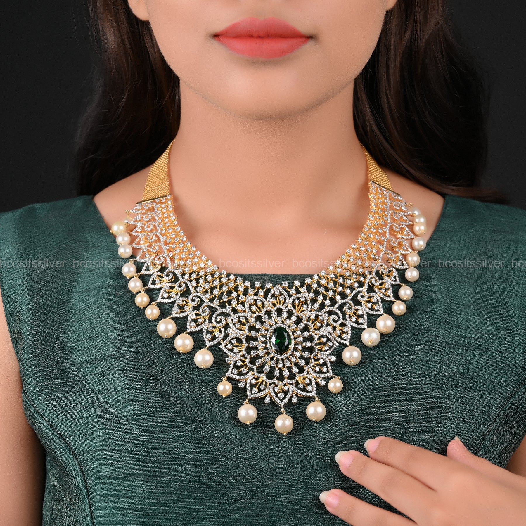 Theia Diamond Look Necklace - 5247 - ( MADE TO ORDER )