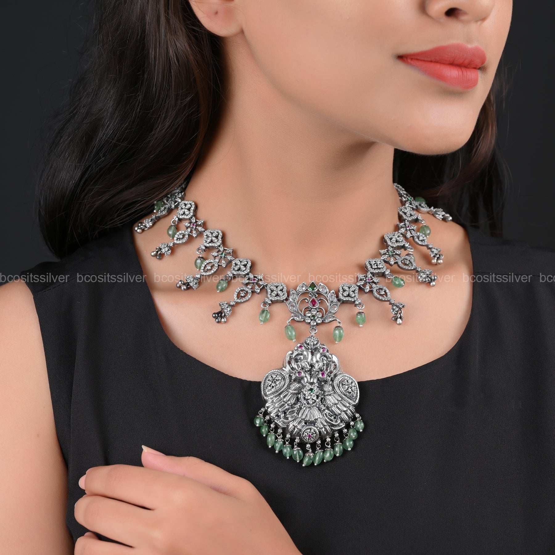 925 Silver Oxidized Silver Necklace - 5080