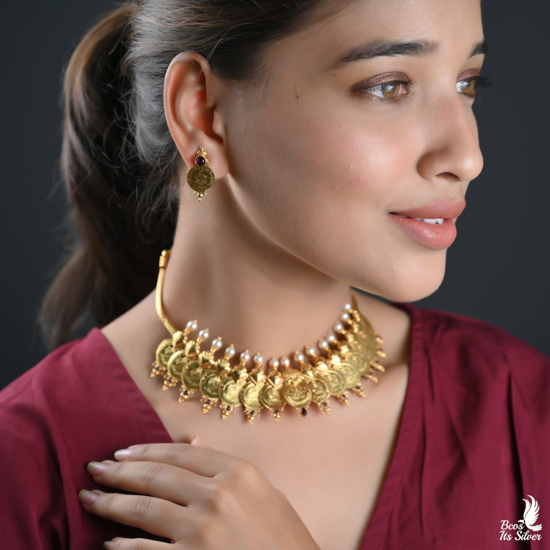 GOLD PLATED LAKSHMI COIN NECKPIECE - 2732