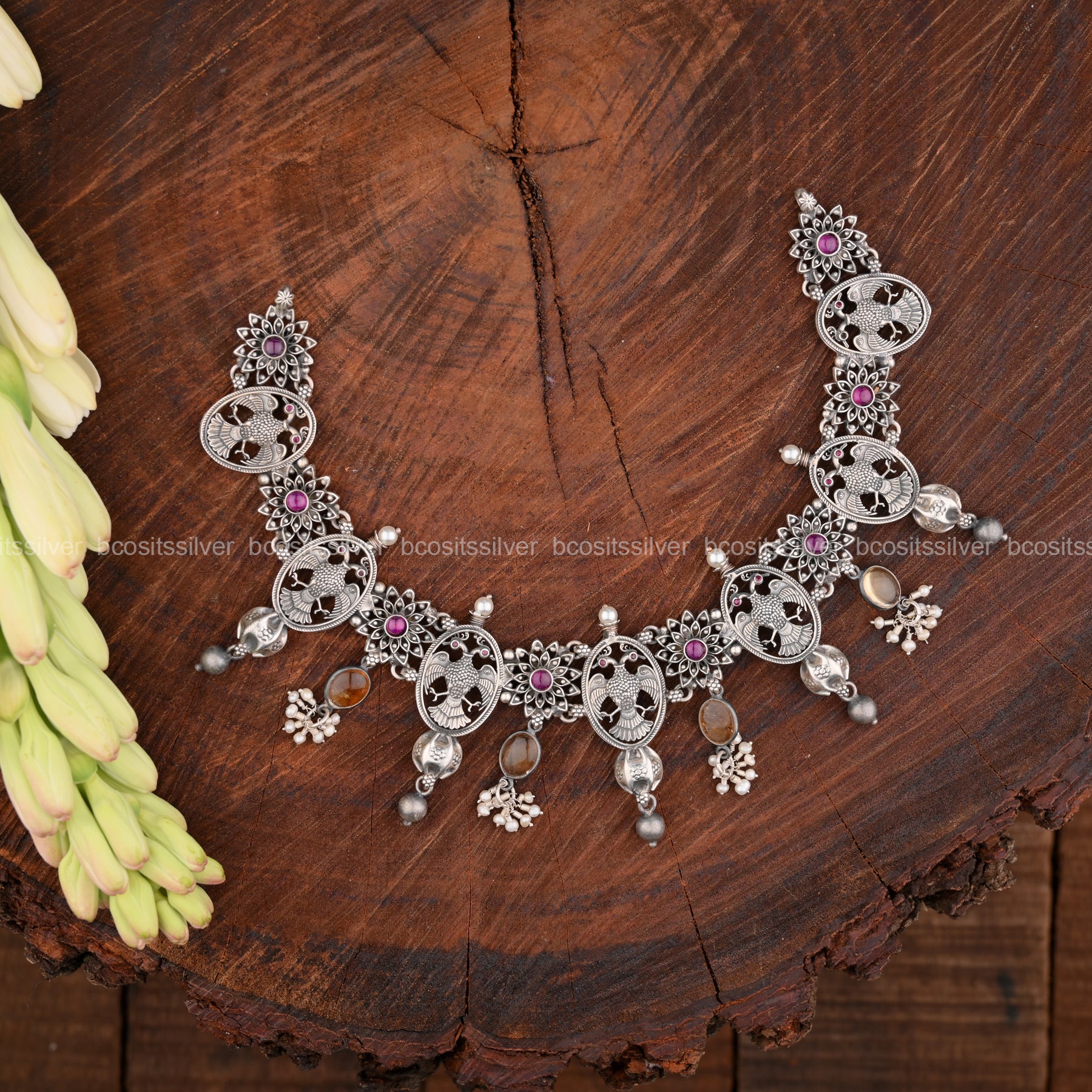 925 Silver Oxidized Garuda Necklace - 1539