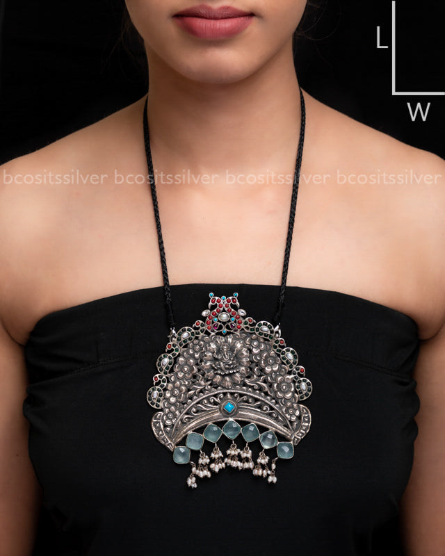 Oxidized Kundan Pendant - 1947