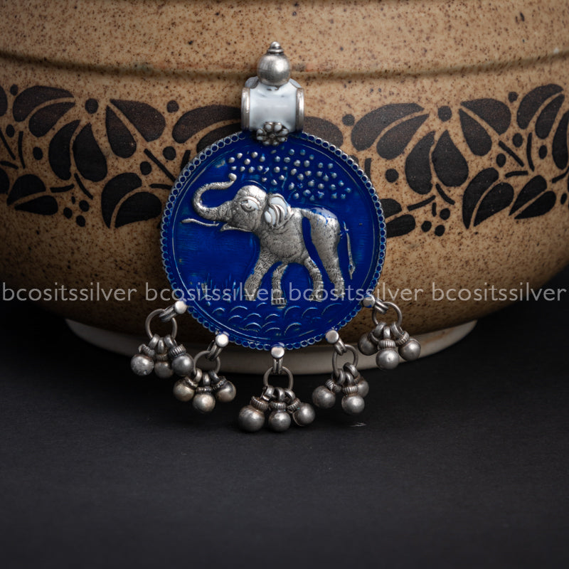 Oxidized Meenakari Work Pendent - 748