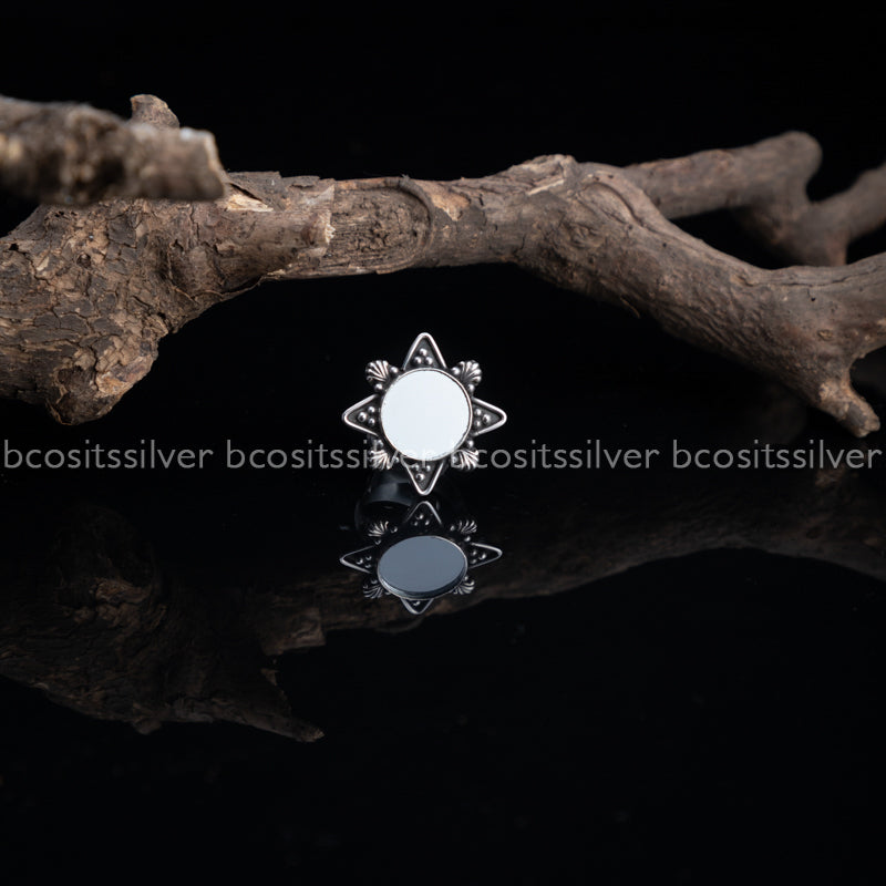 Oxidized Mirror Finger Ring - 999