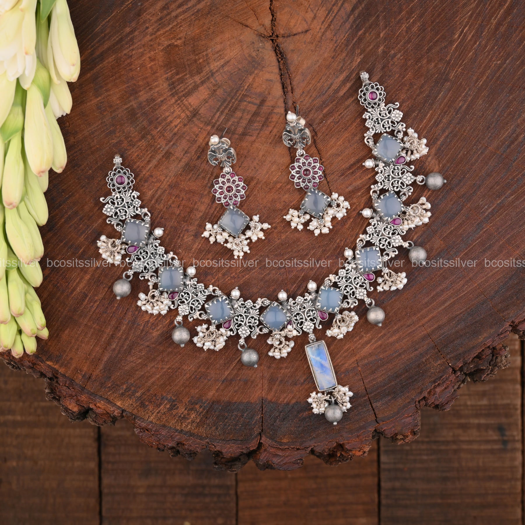 925 Silver Oxidized Necklace Only - 1503