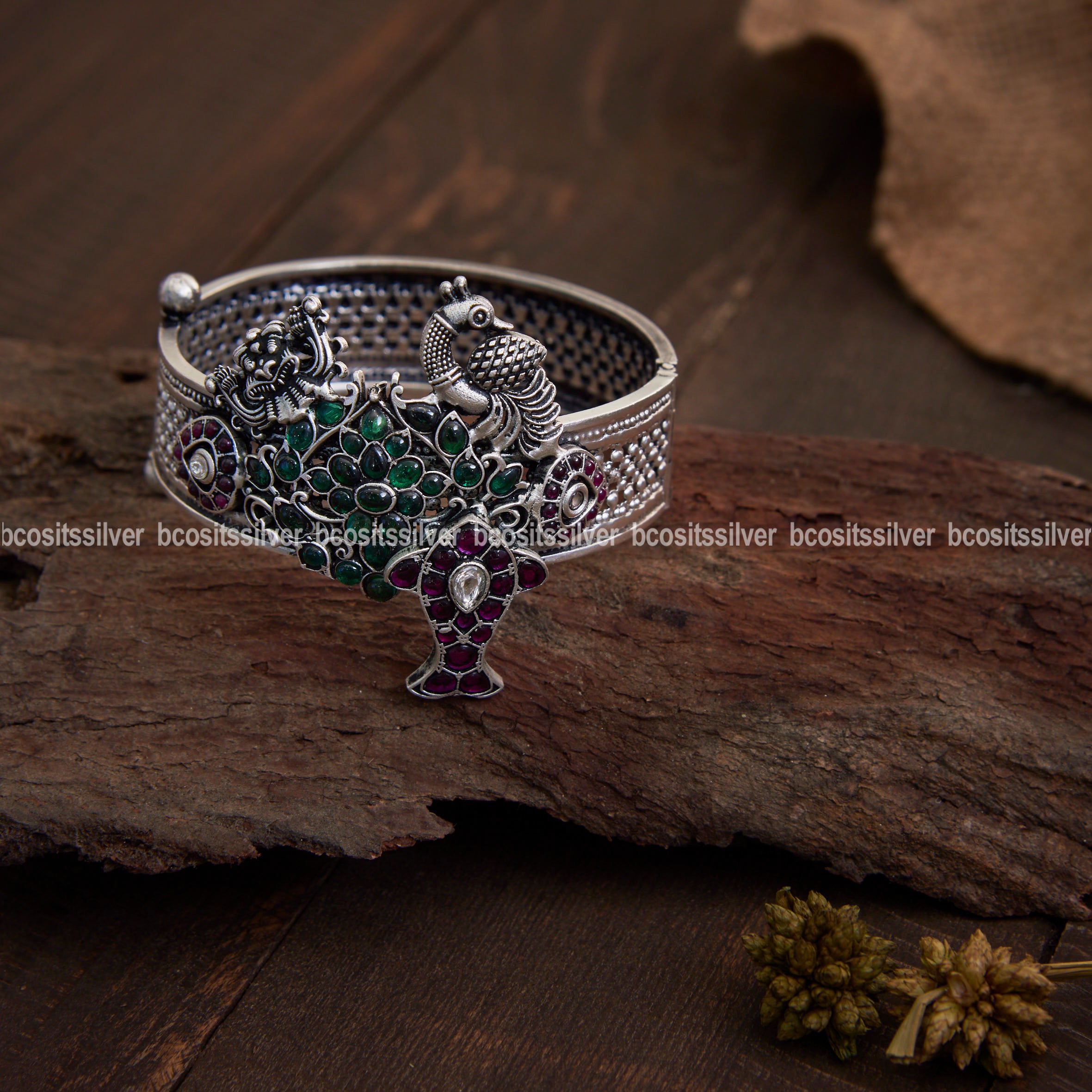 Oxidized Peacock Kada - 1095 - Size 2.2 With Screw
