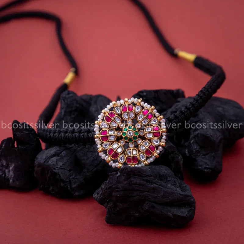 Pure 925 Silver Chakram Thread Choker- 5753