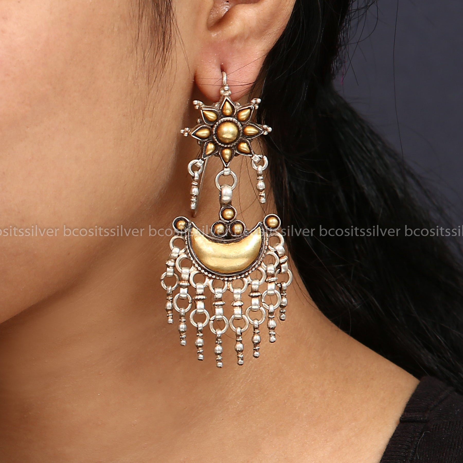 Pure 925 Silver Dual Tone Zinariy (AU) Earrings - 0912