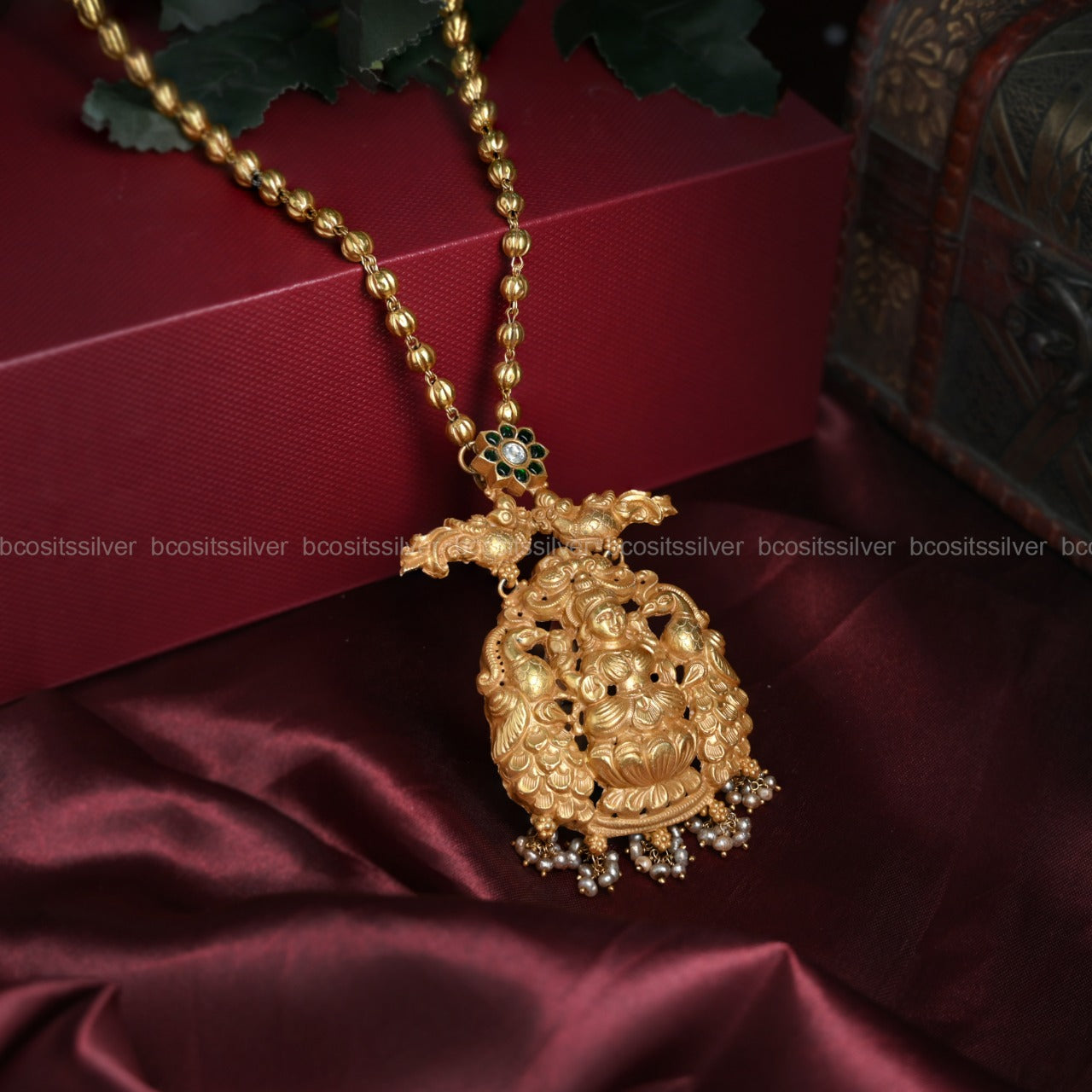 Pure 925 Silver Lakshmi Pendant - 7027