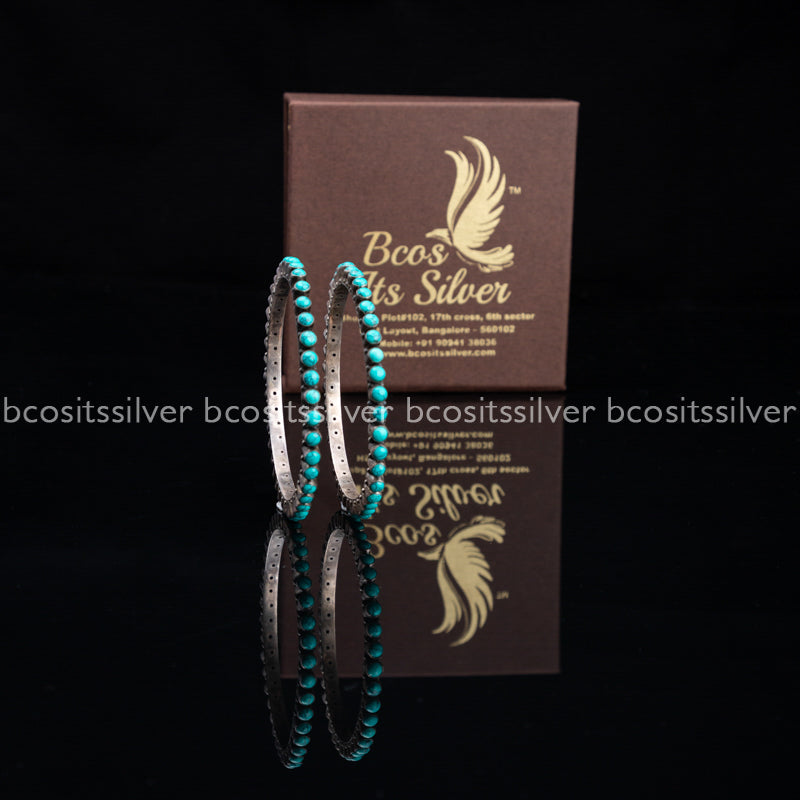 Pure 925 Silver Oxidized Bangle - 931 - Size 2.6