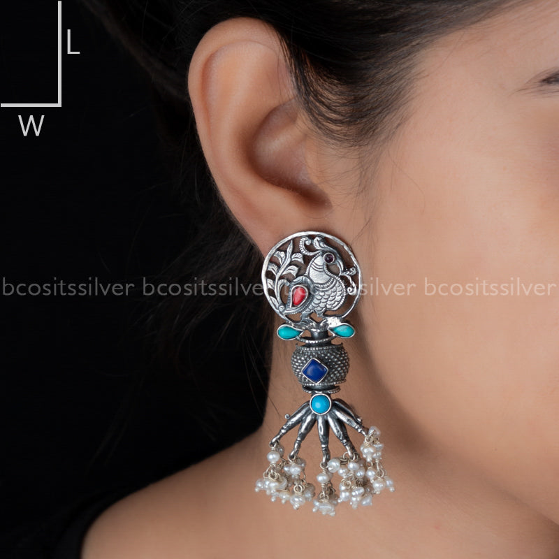 Pure 925 Silver Oxidized Chandbali - 1961