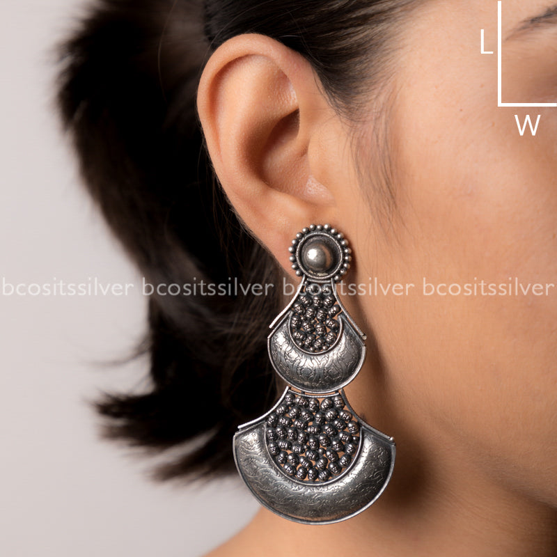 Pure 925 Silver Oxidized Chandbali - 310
