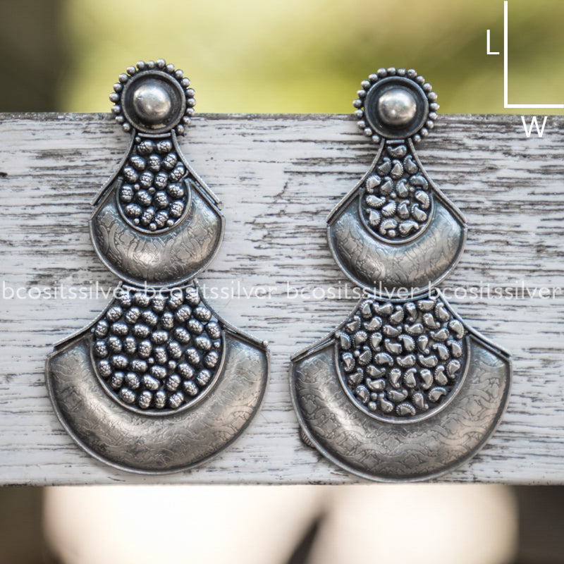 Pure 925 Silver Oxidized Chandbali - 310
