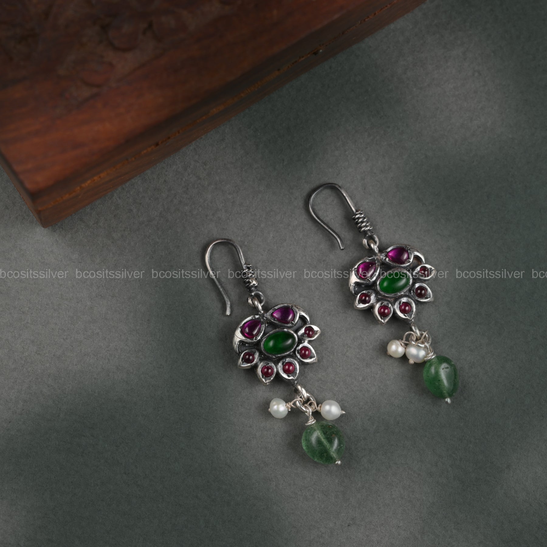 Pure 925 Silver Oxidized Earring - 1108