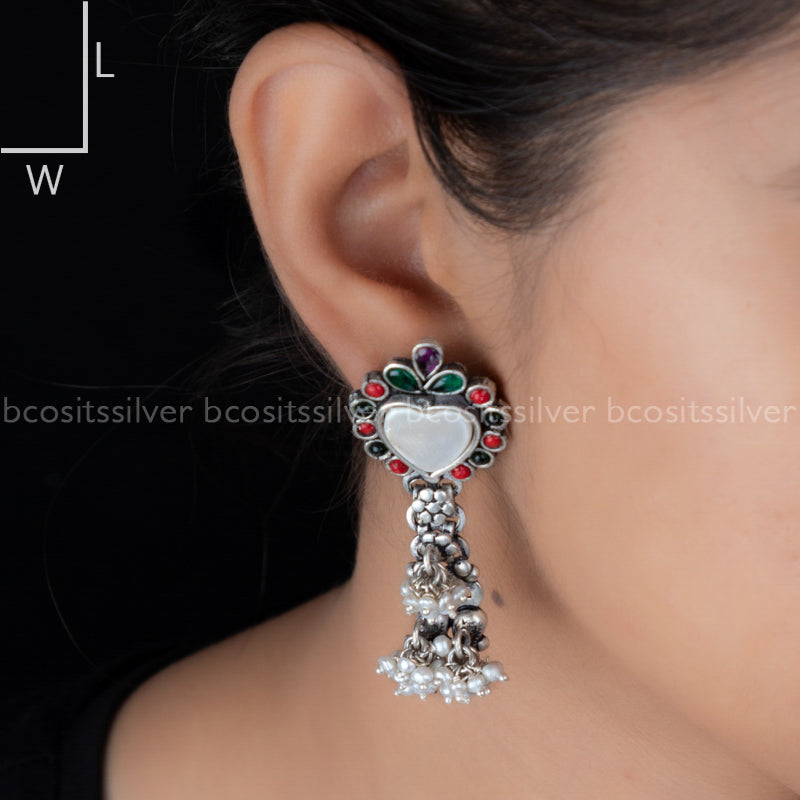 Pure 925 Silver Oxidized Earring - 1419