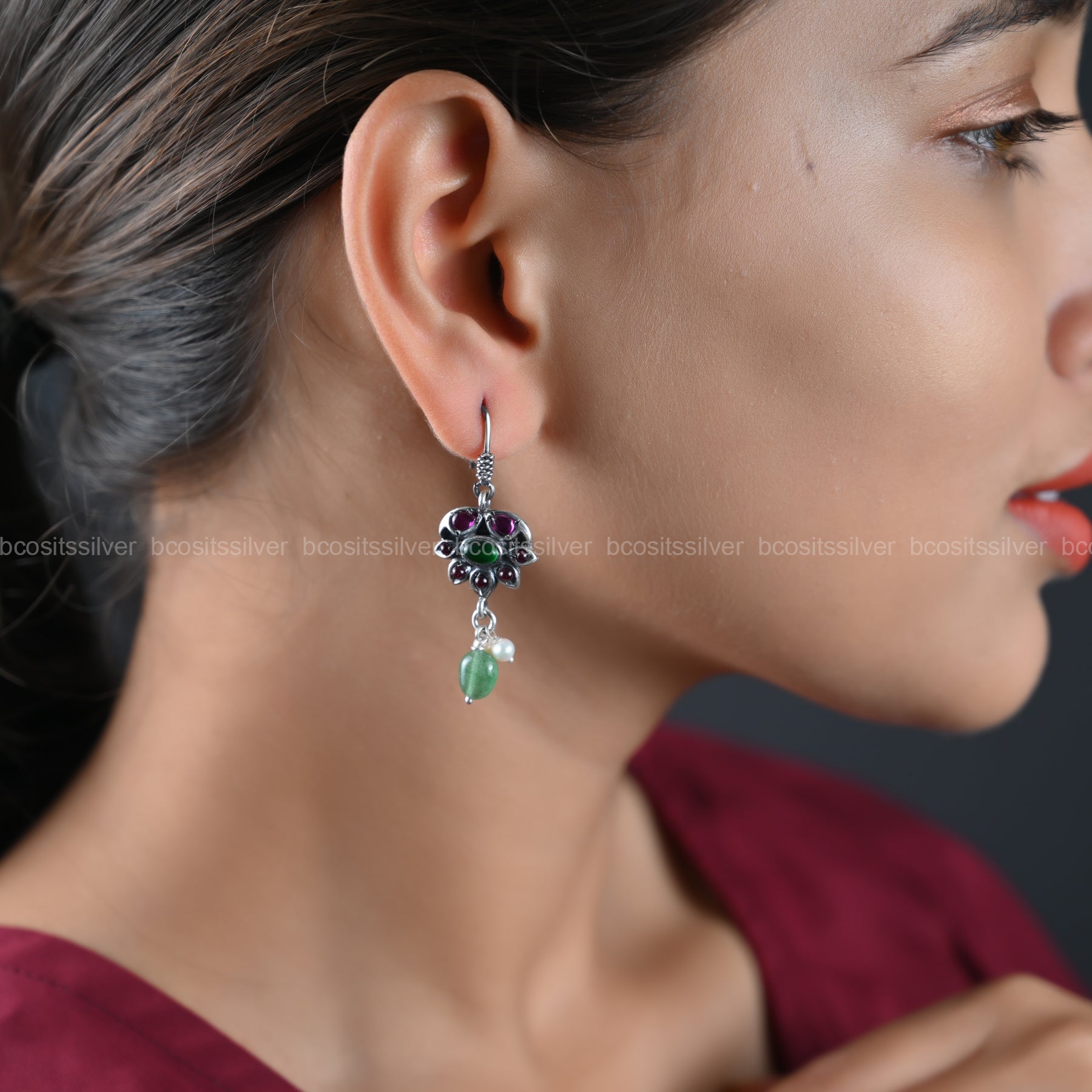 Pure 925 Silver Oxidized Earring - 1108