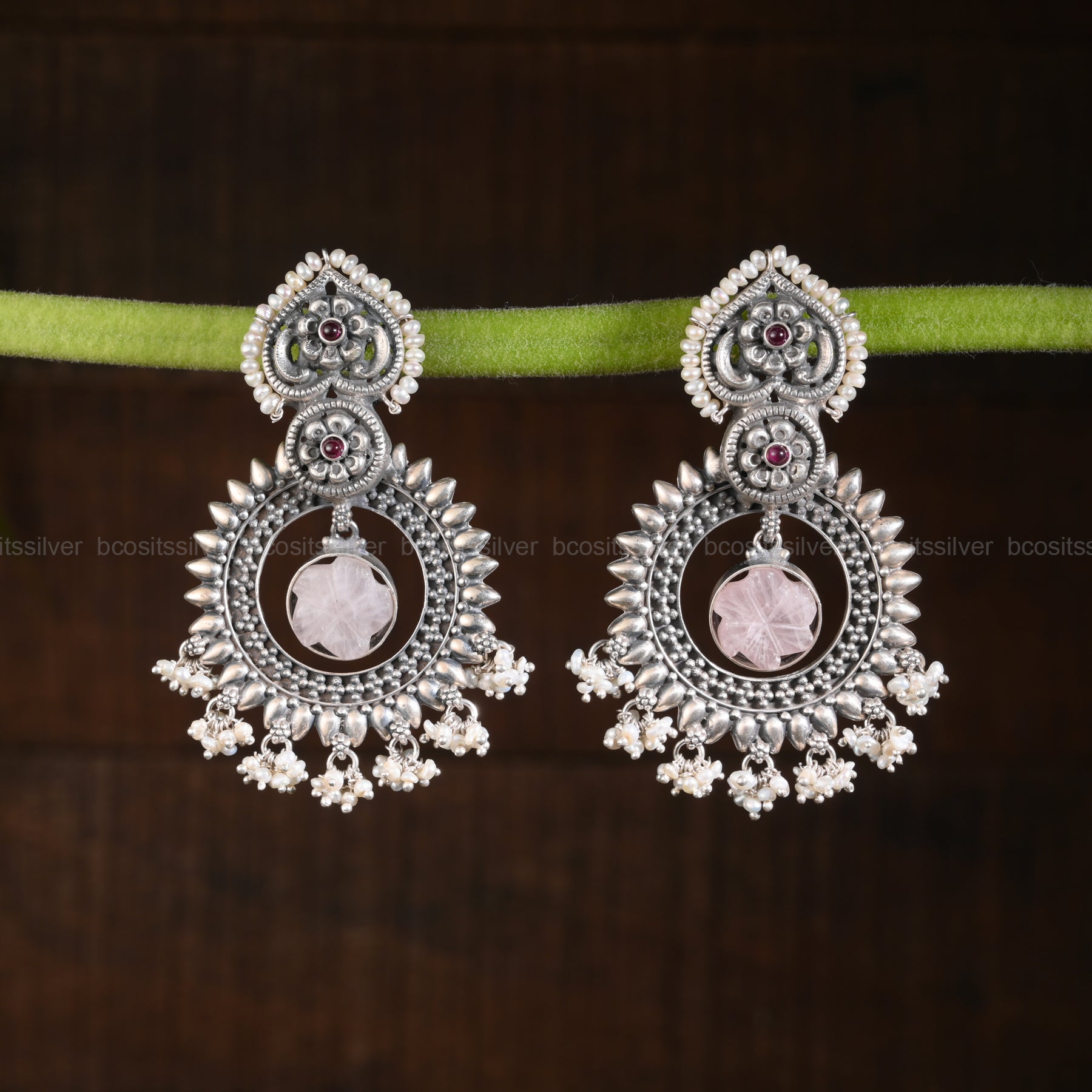 Pure 925 Silver Oxidized Gomathi Earrings - 1302