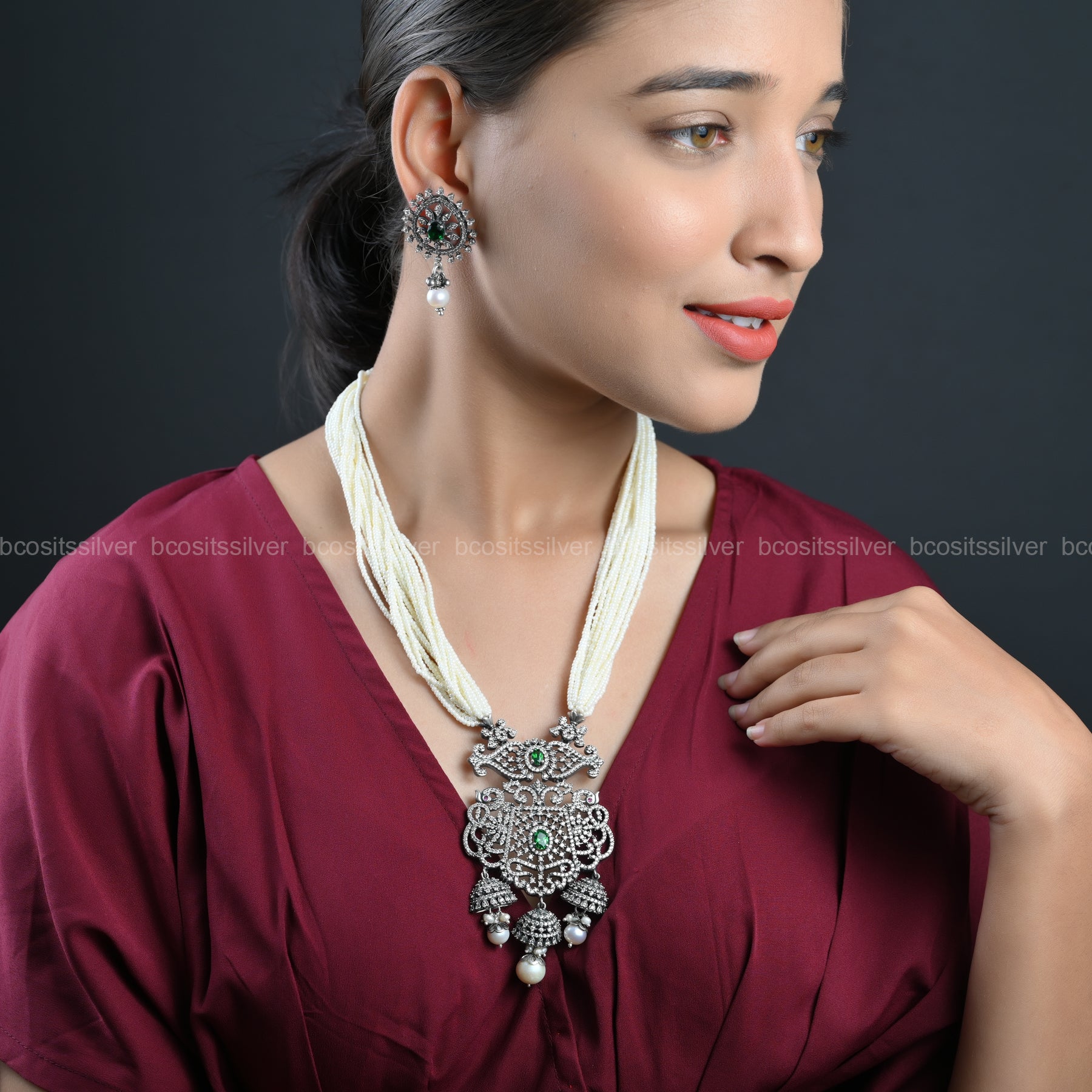 Pure 925 Silver Oxidized Haram- 320