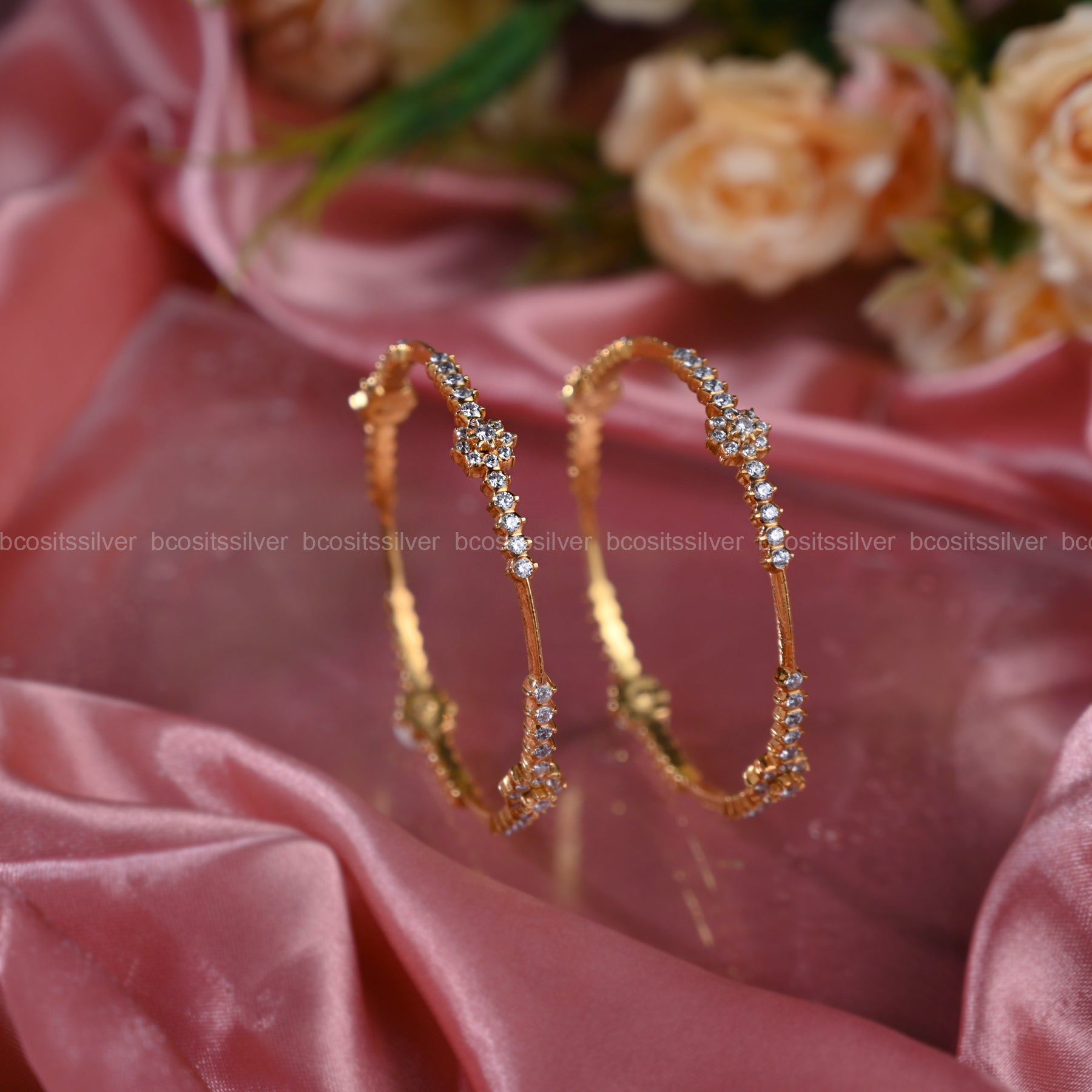 Gold Plated Pushpavali Close settings bangle- 6685