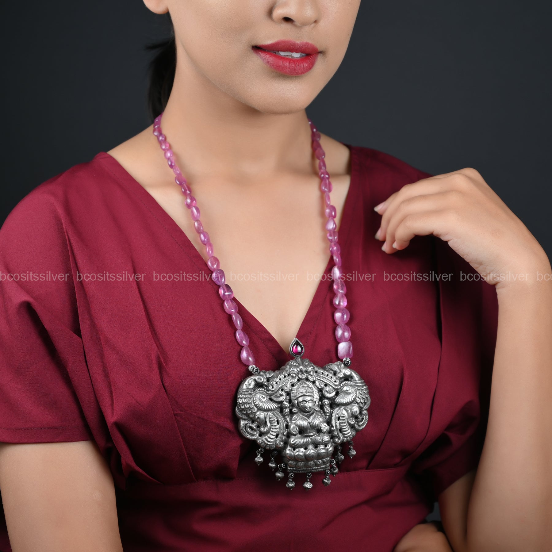 Pure 925 silver Nandhini Beads Haram - 128