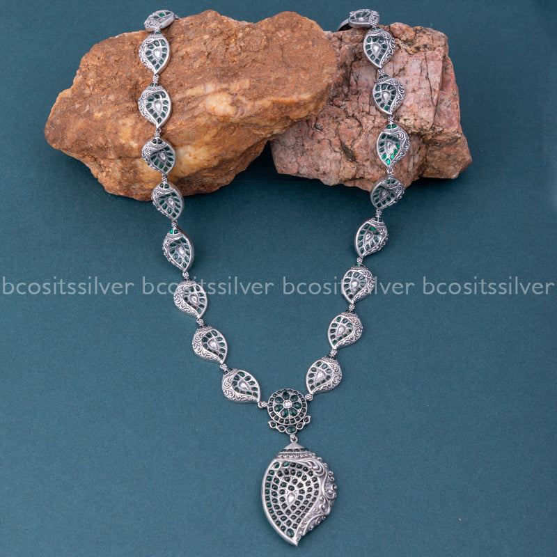 Pure 925 silver Oxidized Blue Sangu Haram - 1452