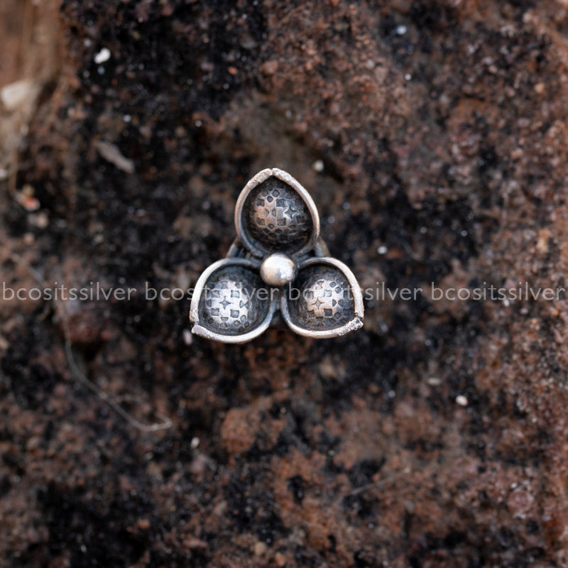 Silver Oxidized - Bun Pin (Three Layer)-9100